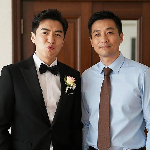 Elegant Duo: Portrait in Tuxedo and Shirt