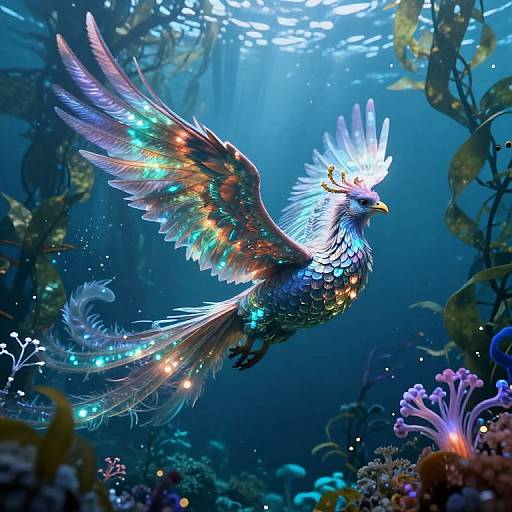 Surreal Underwater Phoenix Dreamscape