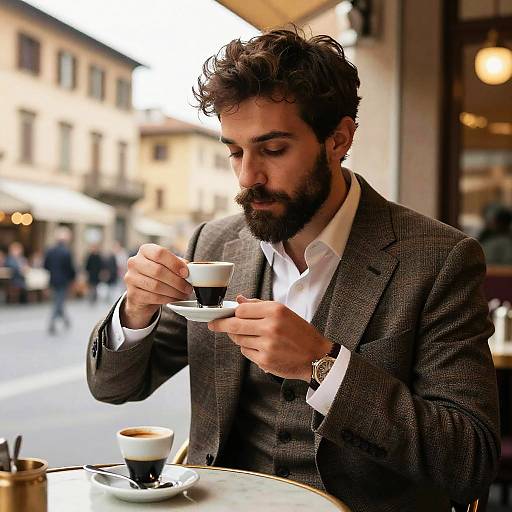 Italian Gentleman Enjoying Espresso