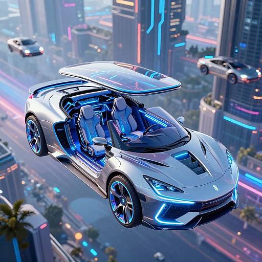 Futuristic Hovering Cyberpunk Car