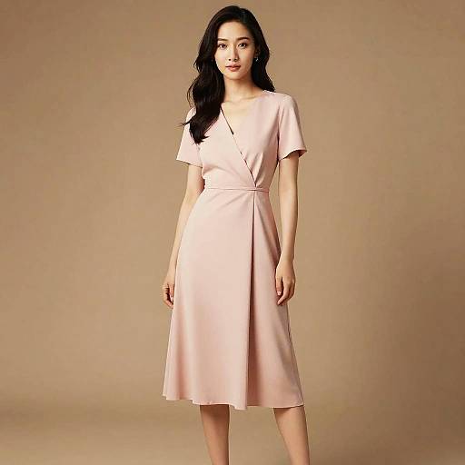 Woman in Pink Midi Dress