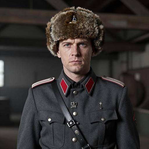 Serious Man in Dark Nazi Uniform