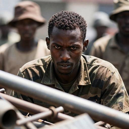 Intense Portrait in Industrial Setting