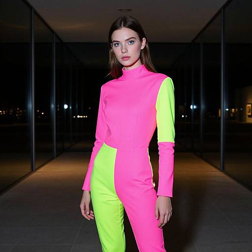 Neon Bodysuit in Modern Art Gallery
