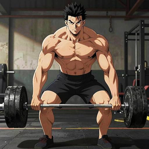 Anime Athlete Lifting Heavy Weights