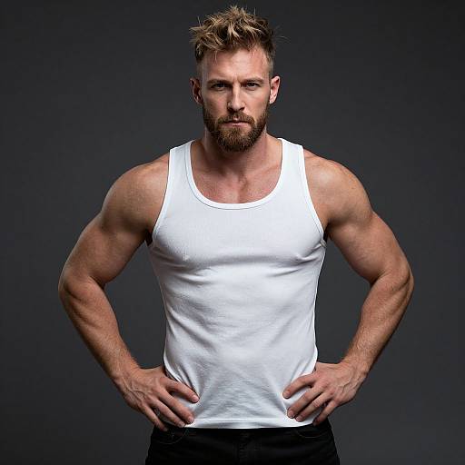 Muscular Bearded Man in Tank Top