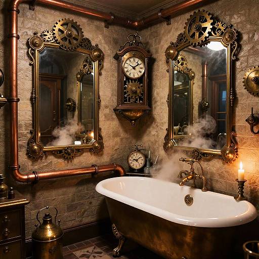 Victorian Steampunk Bathroom Interior