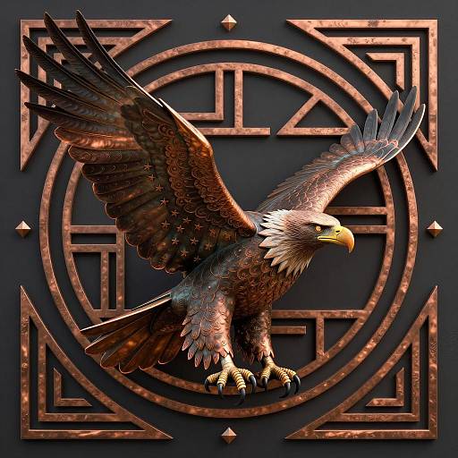 Bronze Bald Eagle with Geometric Background