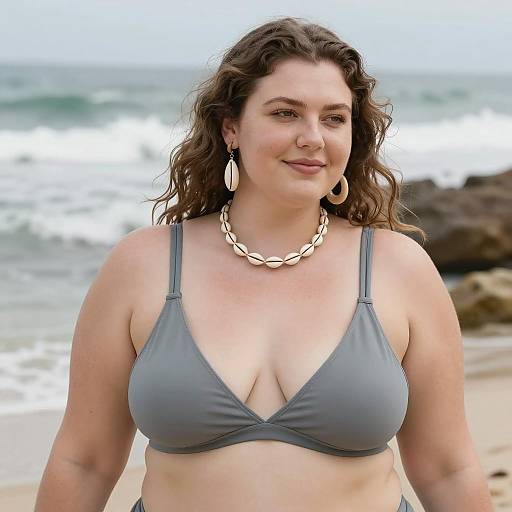 Beach Serenity: Plus-Sized Woman Portrait