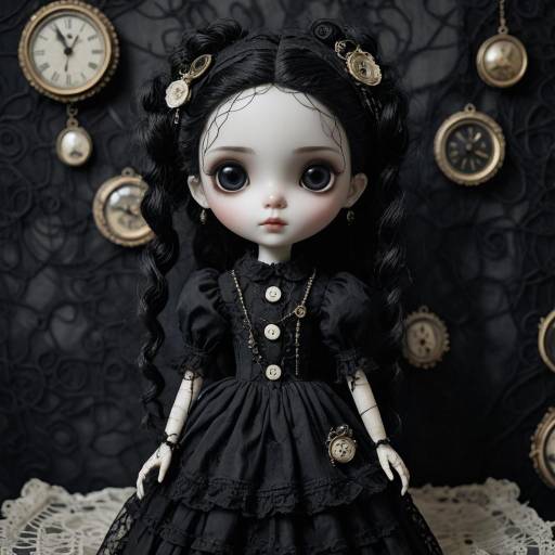 Whimsical Gothic Doll with Eerie Charm