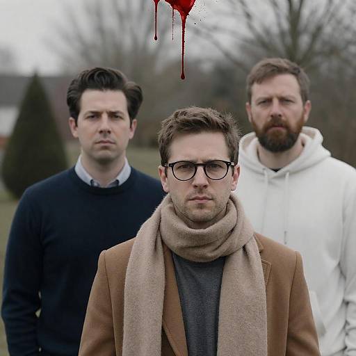 Serious Men Against Grayscale Backdrop