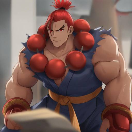 Illustration of Akuma (street fighter), street fighter in the style of Shengtian