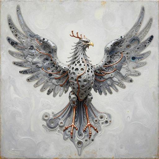 Mechanical Ancient Phoenix with Copper Filaments