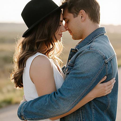 Romantic Couple Embracing in Sunlight