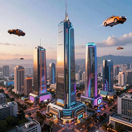 Futuristic Cityscape at Dawn