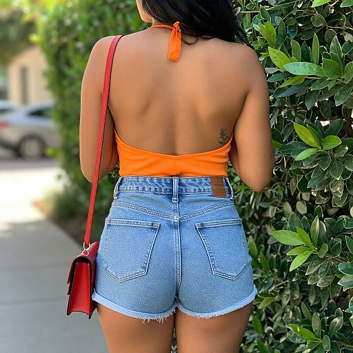 Woman with Bird Tattoo and Orange Top
