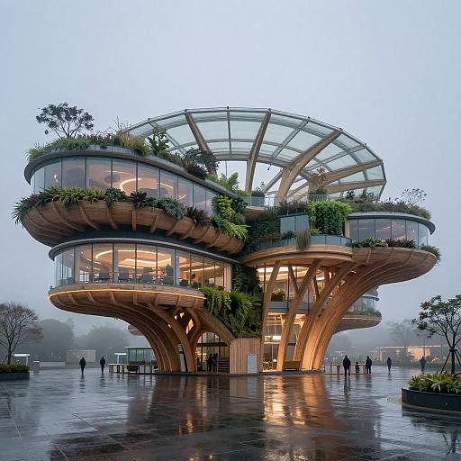 Floating Botanical Transit Hub at Dawn