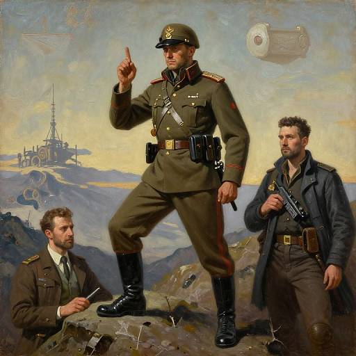 Oil Painting of Military Commander on Mountain