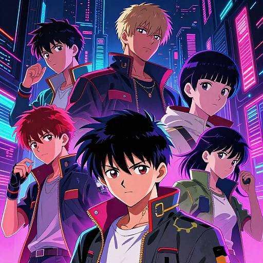 Futuristic Neon Anime Cityscape