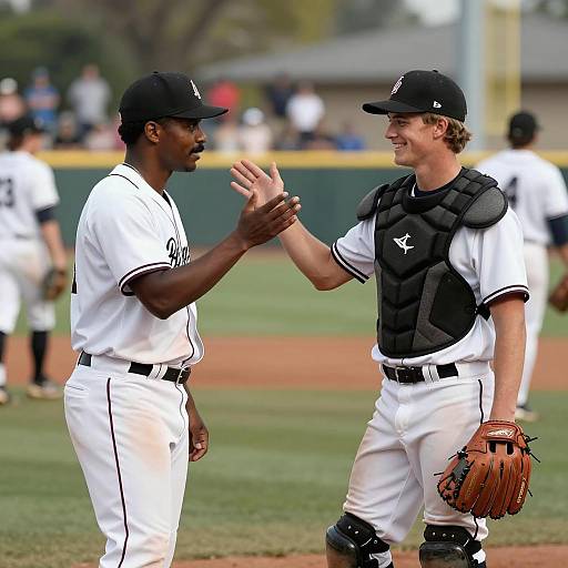 Cheerful Baseball Players on the Field