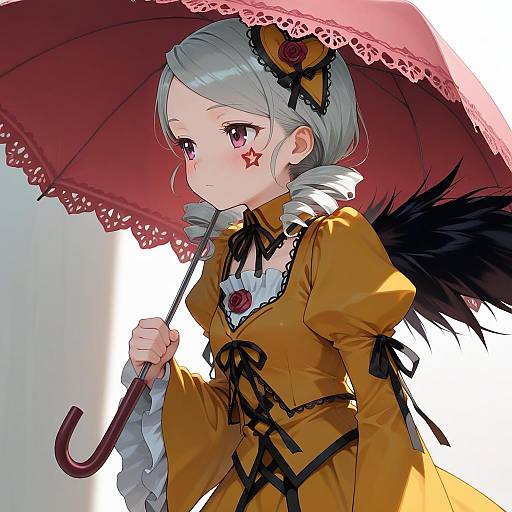 Anime Girl with Umbrella in Gothic Outfit