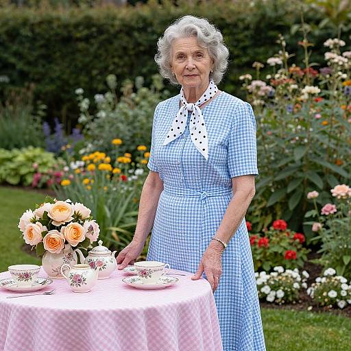 Elegant Elderly Woman in Vintage Garden