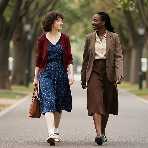 Joyful Stroll Between Friends