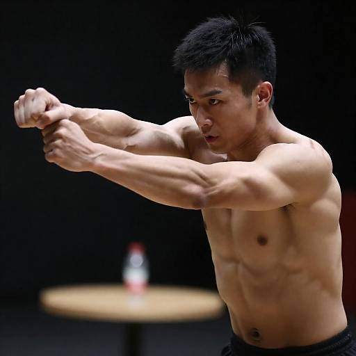 Muscular Asian Man in Dynamic Pose