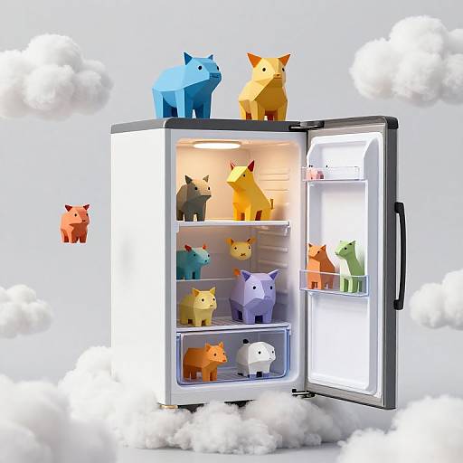 Soaring Fridge with Geometric Animals
