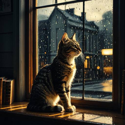 Tabby Kitten by Rainy Window