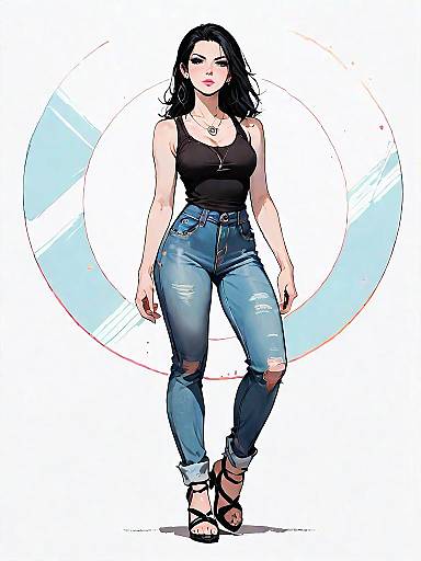 Realistic Comic Style Woman in Casual Streetwear