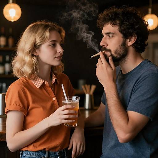 Dimly Lit Bar Couple Portrait