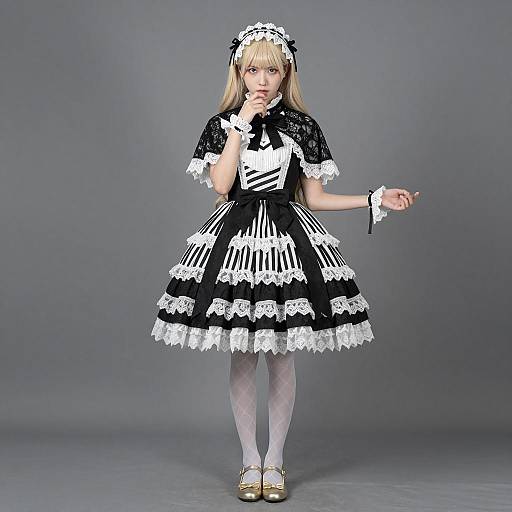 Young Woman in Gothic Lolita Dress