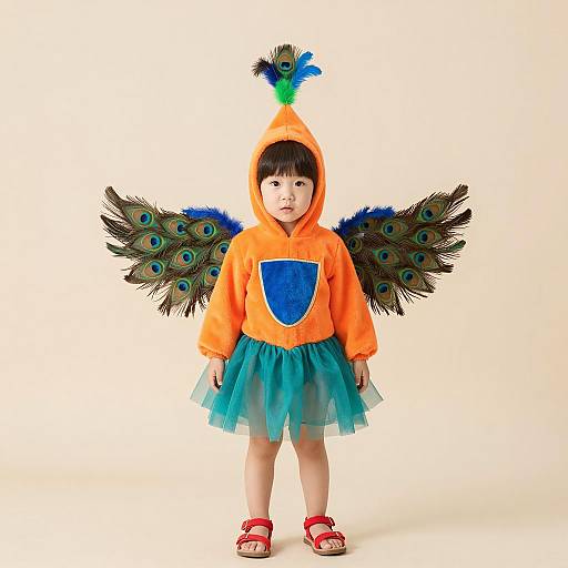 Vibrant Peacock Toddler Costume Photography