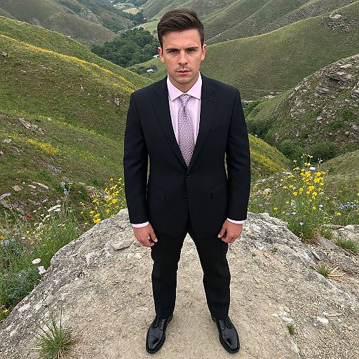 Confident Man on Rocky Valley Viewpoint