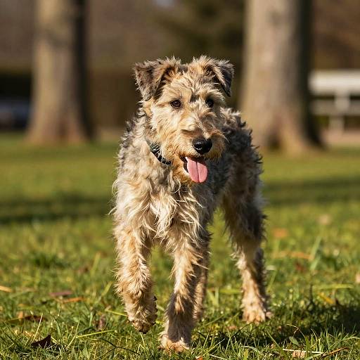 Sunlit Irish Wolfhound Puppy in Park