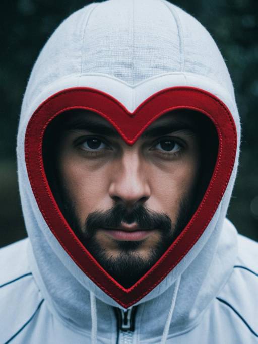 Man in Heart Symbol Costume Headshot
