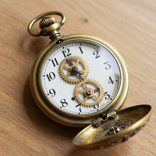 Realistic Intricate Pocket Watch Drawing