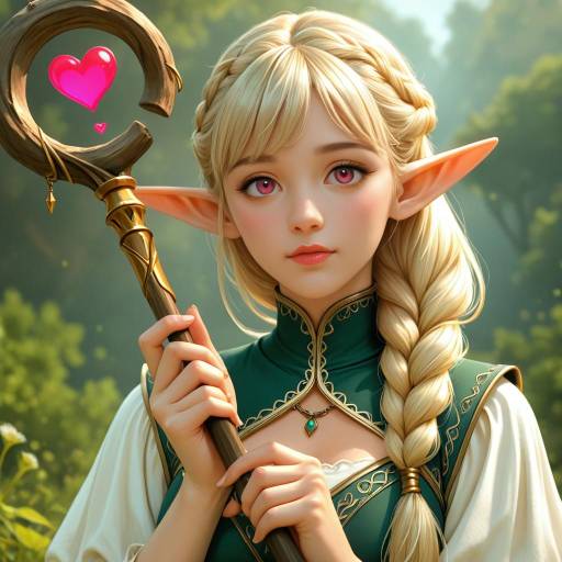 Enchanting Elf with Heartfelt Staff