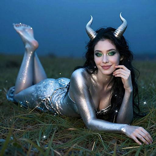 Enchanting Seductive Selkie on Grass