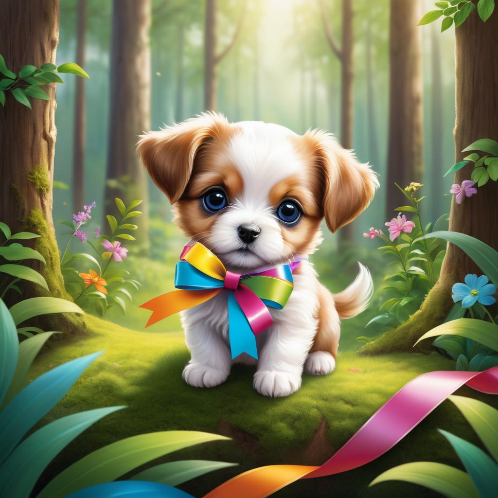 Playful Puppy in a Whimsical Forest