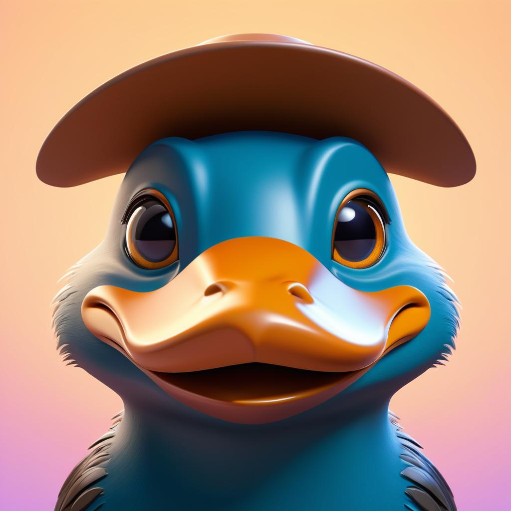 Playful Cartoon Platypus in DreamWorks Style