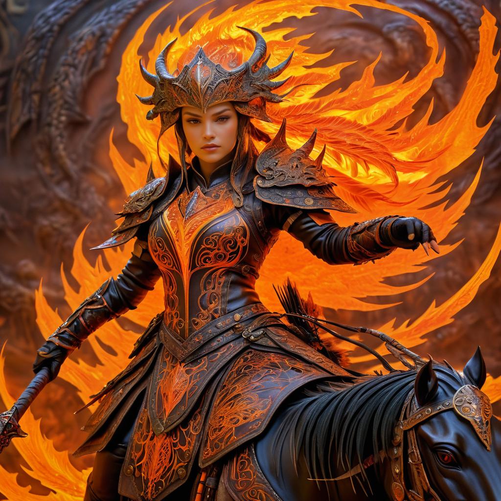 Bold Dragon Rider in Fiery Armor