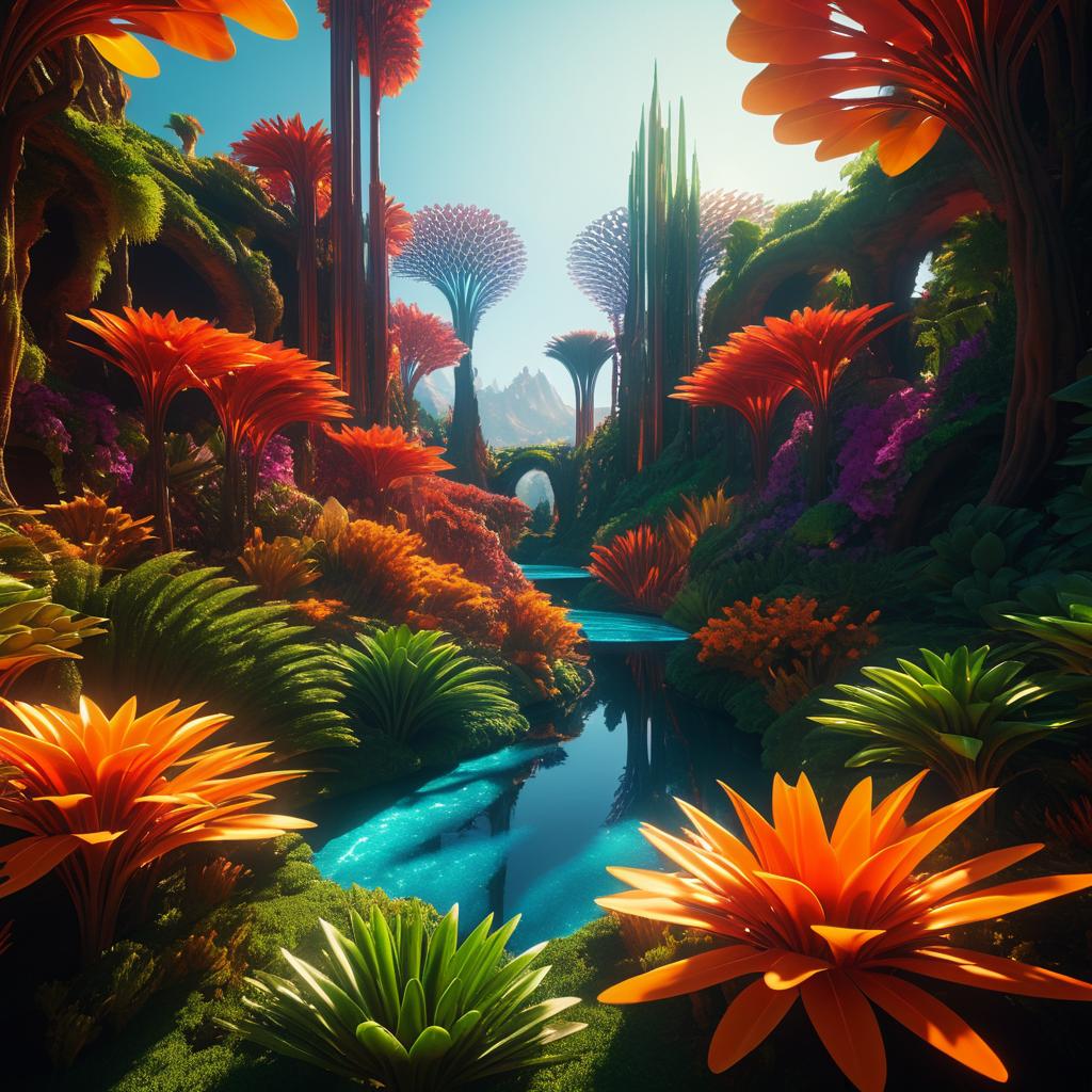 Futuristic Volcanic Garden of Eden