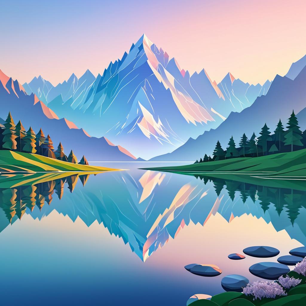 Symbolic Mountain Landscape at Sunrise