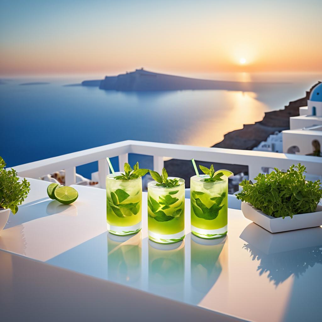 Santorini Terrace Sunset with Mojito