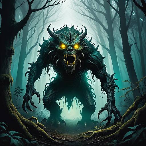 Creepy Dark Fantasy Monster in Forest