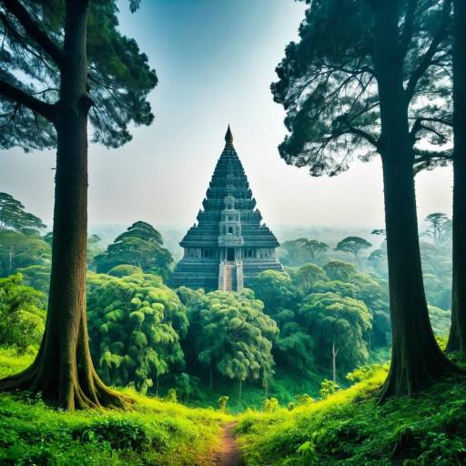Enchanted Forest with Mystical Temple View