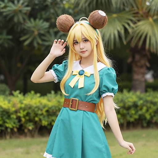 Photograph of a young woman cosplaying as Alice from 
