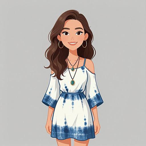 Bohemian Woman in Tie-Dye Dress